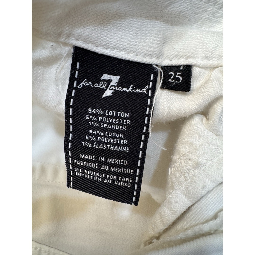 7 For All Mankind Kimmie Crop White Stretch Jeans Women's Size 25 = Size 0-2 - Picture 2 of 11